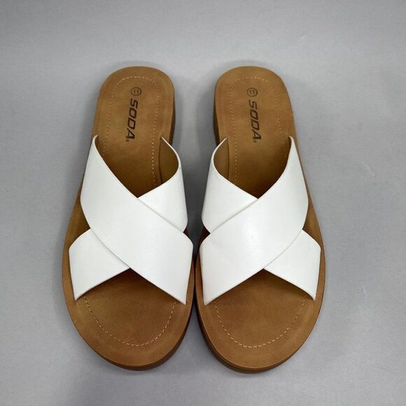 Soda Women's Size 11 Lucy Cross Strap Platform Slide Sandals - Picture 3 of 8